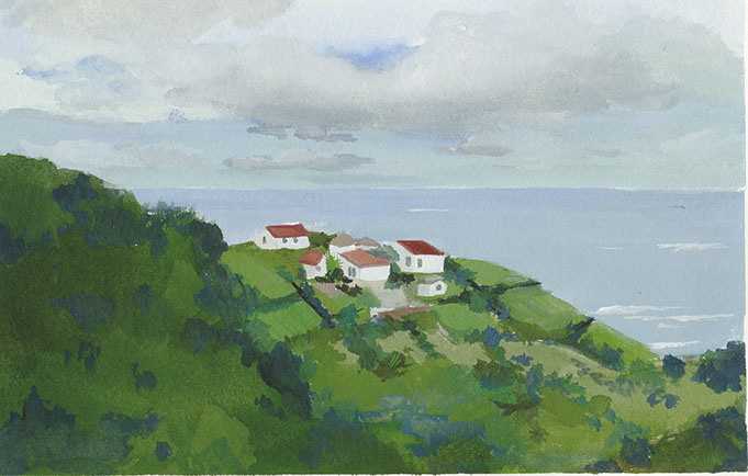Landscape painting of the Azores